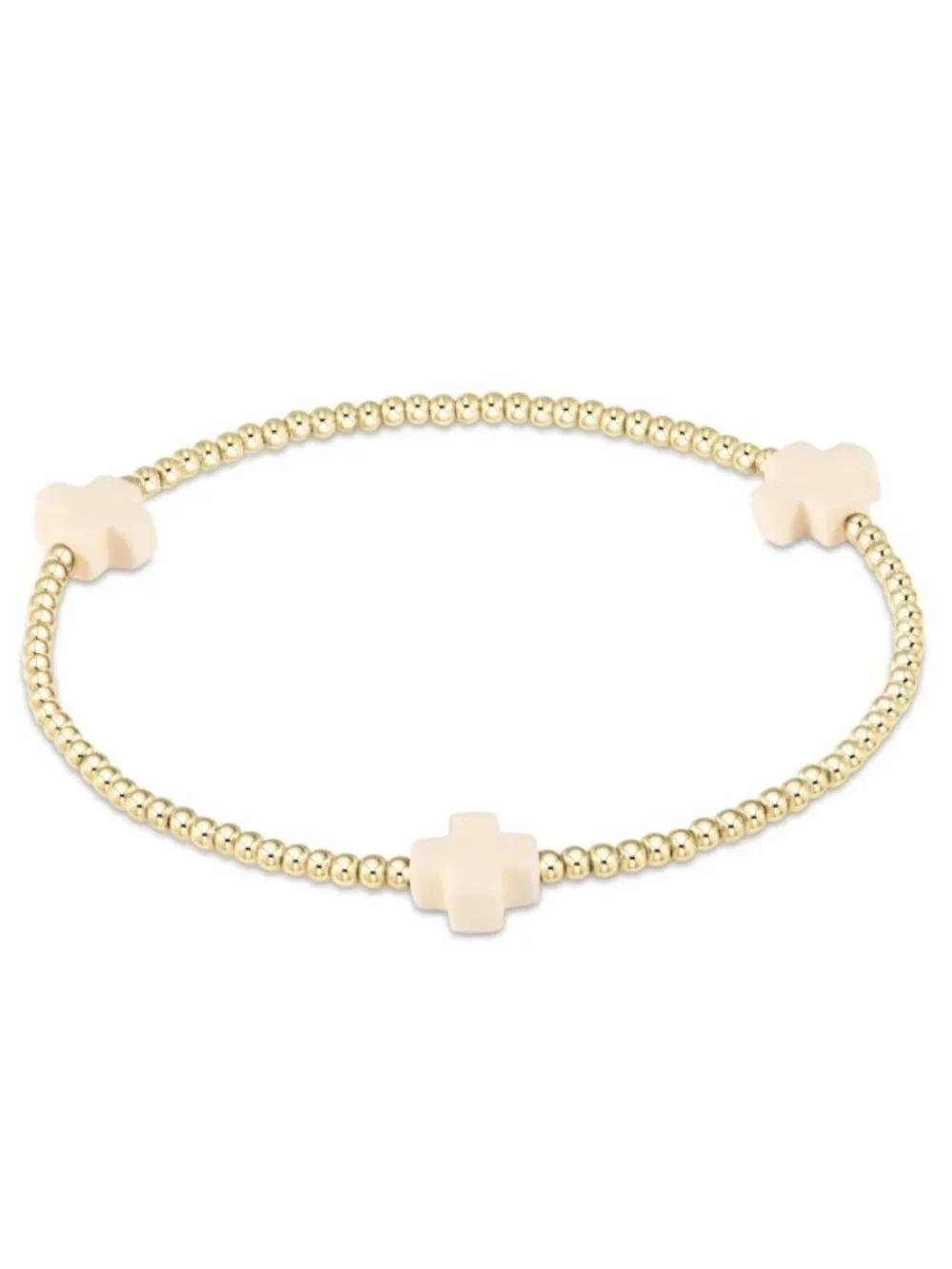 New Enewton Signature Cross Off-white 14kt Gold-filled 2mm Beads Stack Bracelet